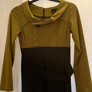 FRESH wool midi dress size XS in olive and black.